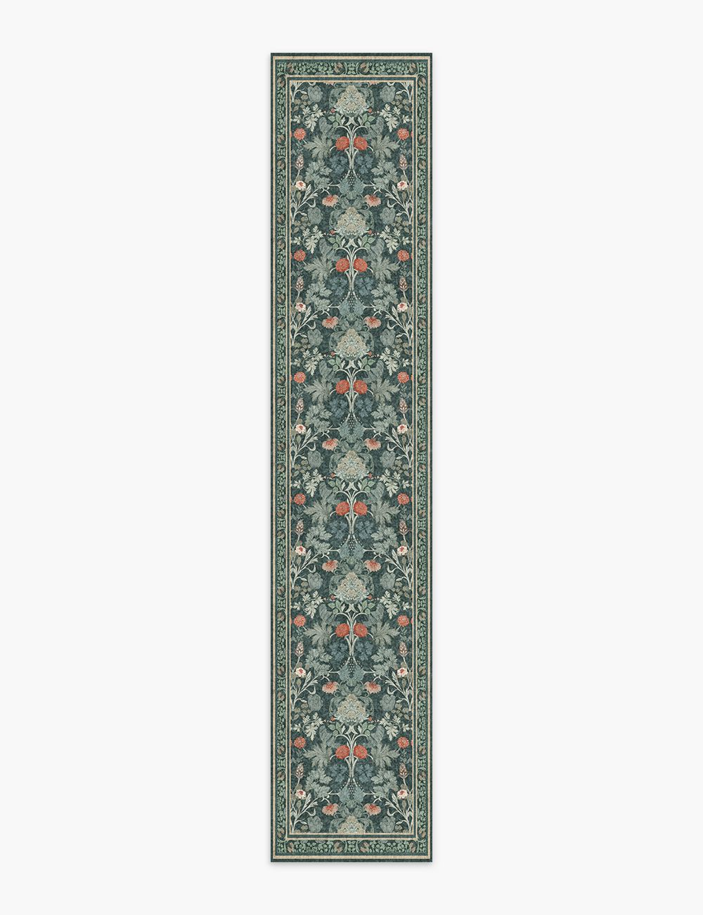 Morning Garden Dark Teal Washable Rug