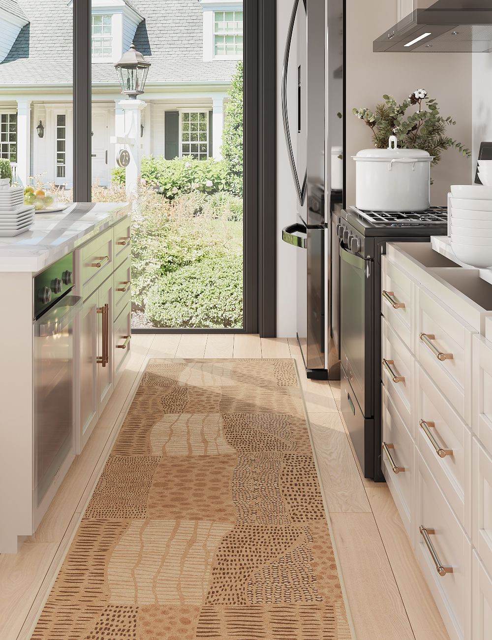 Pebble Path Warm Brown Washable Rug
