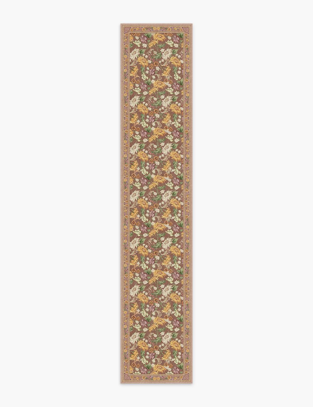 Romantic Blooms Mocha Taupe Washable Rug