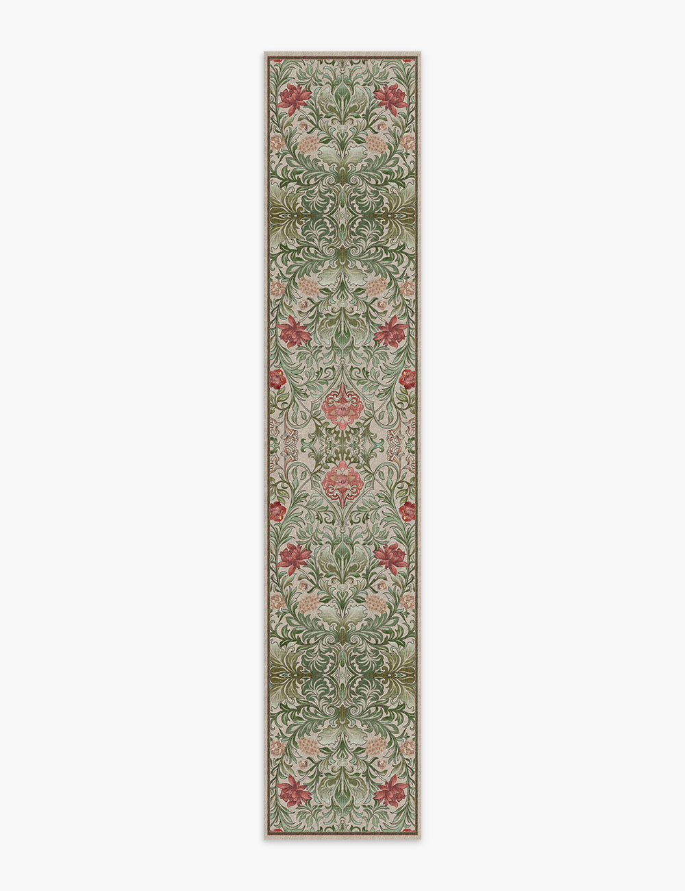 Verdant Tapestry Botanical Green Washable Rug